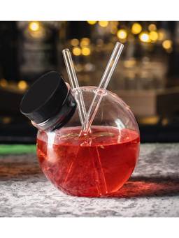 Melbify - Fish Bowl Cocktail & Mocktail Glass with 2 Glass Straw, 750 ML (1Pc)