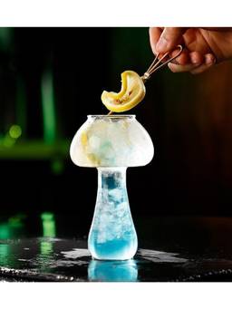 Melbify - Mushroom Cocktail & Mocktail Glass with Glass Straw, 300ml (Set of 4)