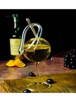 Melbify - Swan Shaped Cocktail Glass with Glass Straw (1Pc) 300 ML