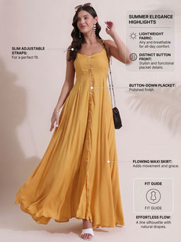 SALVIA SKY - Amber Yellow Shoulder Tie-Up Maxi Dress