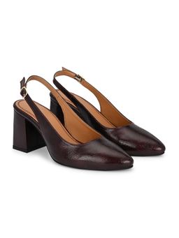 Delize - Women Cherry Maroon Sling Back Sandal Heels
