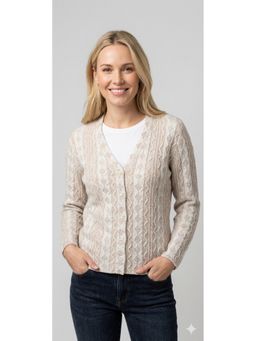 Pierre Carlo - Women Beige Full Sleeves Cardigan