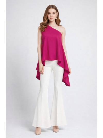 Pink One Shoulder High Low Top