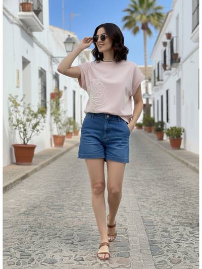Pink Embroidered Oversized Top