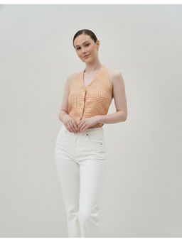 AAREIN - Orange Gingham Halter Crop Top