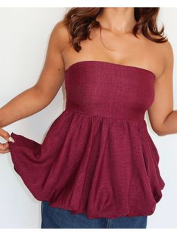 Off Duty India - Maroon Cutesy Bubble Top