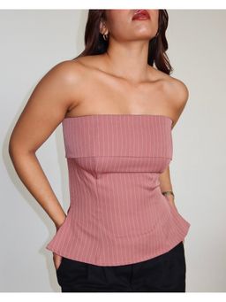 Off Duty India - Pink Sleek Stripe Bandeau Top