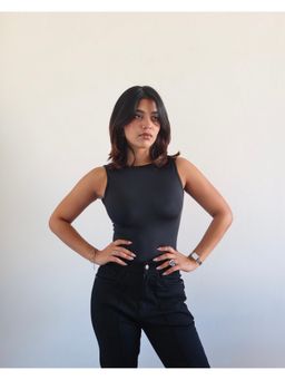 Off Duty India - Black Soft Backless Boat Neck Tank Top