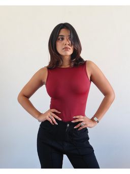 Off Duty India - Maroon Soft Backless Boat Neck Tank Top