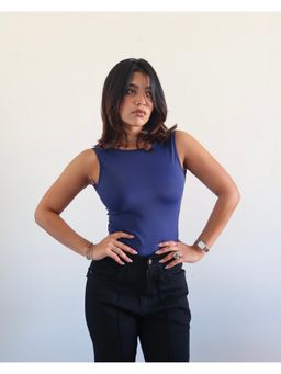 Off Duty India - Navy Blue Soft Backless Boat Neck Tank Top