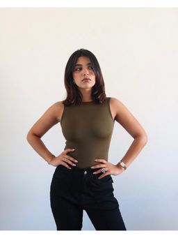 Off Duty India - Olive Soft Backless Boat Neck Tank Top