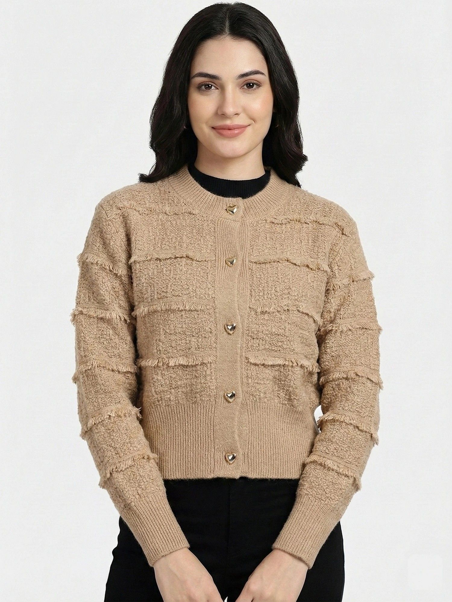 pierre carlo Women Brown Full Sleeves Cardigan-picture-34