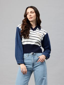 Pierre Carlo - Navy Blue Crop Top