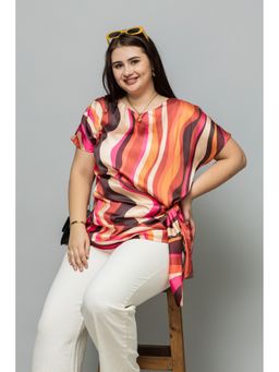 PURYS PLUS - Pink Printed Satin Top