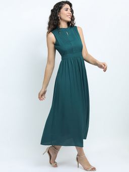 TOKYO TALKIES - Polyester Blue Maxi Flared Dress