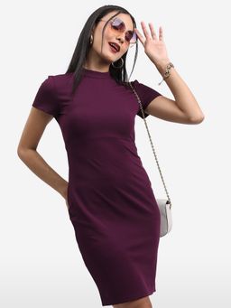 TOKYO TALKIES - Polyester Blend Purple Mini Bodycon Dress