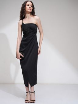 TOKYO TALKIES - Polyester Blend Black Mini Bodycon Dress