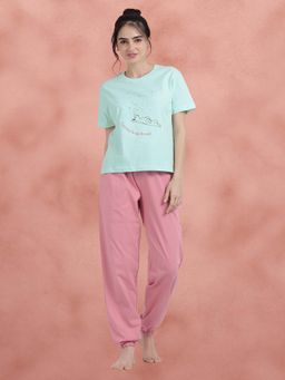 Shyaway - Soothing Sea Blue Cuffed Bottom T-Shirt with Pajama