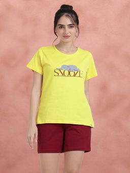 Shyaway - Lime Light Yellow Cozy T-Shirt with Shorts