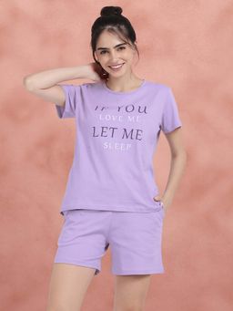 Shyaway - Pastel Lavender Cozy T-Shirt with Shorts