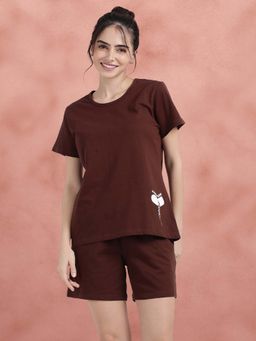 Shyaway - Rum Raisin Brown Cozy T-Shirt with Shorts