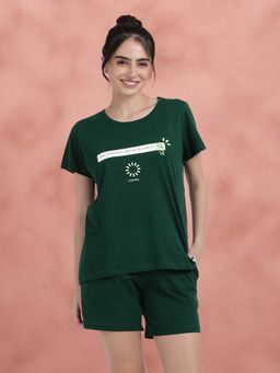 Shyaway - Botanical Garden Green Cozy T-Shirt with Shorts