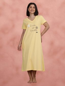 Shyaway - Golden Haze Printed Sleep Night Dress