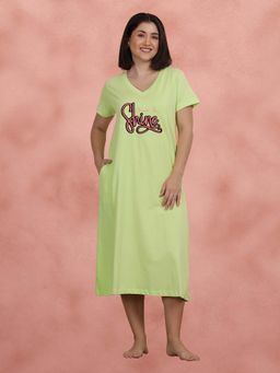 Shyaway - Lime Sherbet Printed Sleep Night Dress