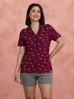 Shyaway - Beet Red Collared Shirt with Shorts