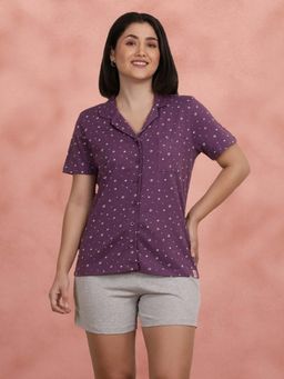Shyaway - Berry Conserve Collared Shirt with Shorts