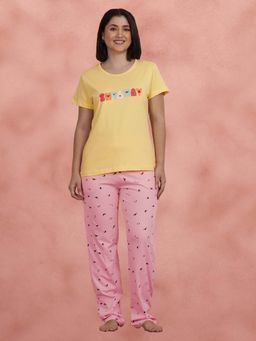 Shyaway - Yellow Haze Printed T-Shirt with Pajama