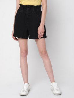 VERO MODA - Women Black Solid Casual Shorts