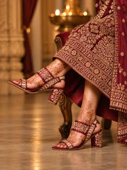 Sole House - Embroidery Maroon Block Heels
