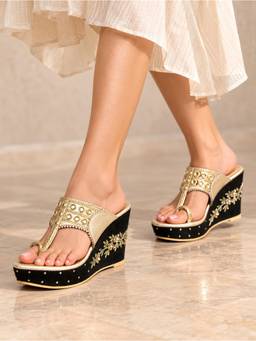 Sole House - Gold Embellished Wedges