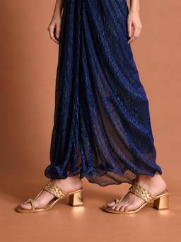 Sole House - Woven Gold Kolhapuri 2.5 Inch Heel