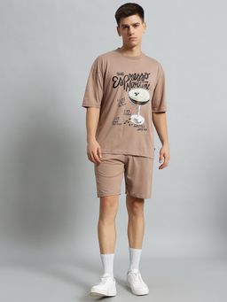 Griffel - Printed Oversized-Fit Camel Co-Ord (Set of 2)