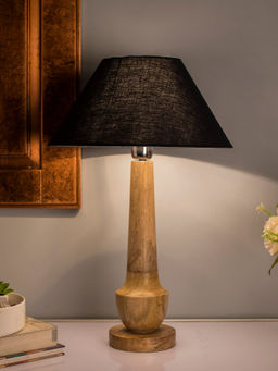 Homesake - Cubist Wooden Table Lamp Black Shade