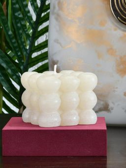 At Home by Nilkamal - Arias Fresh Bergamot and Oud Water Scented Bubble Candle (White)
