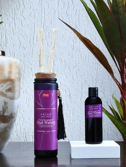 At Home by Nilkamal - Arias 100 ml Fresh Bergamot and Oud Water Scented Reed Diffuser (Purple)