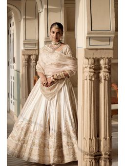 Sheetal Batra - Ivory Embroidered Pure Silk Lehenga with Blouse and Dupatta
