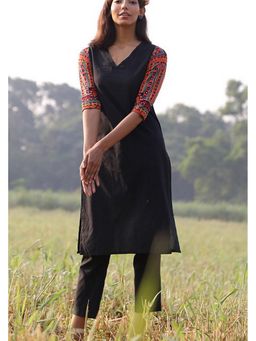 Okhai - Black Safe Haven Hand Embroidered Kurta and Pant