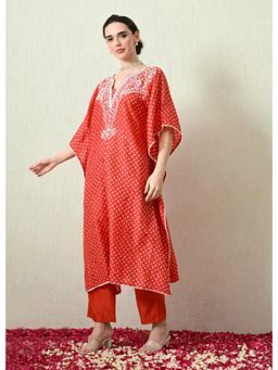 OHH CROW - Orange Embroidered Kaftan and Pant
