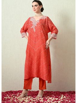 OHH CROW - Orange Embroidered Kaftan and Pant