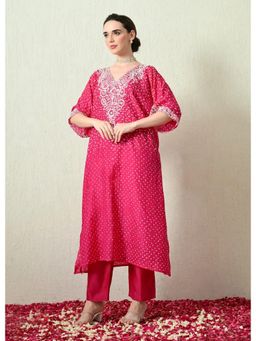 OHH CROW - Pink Embroidered Kaftan and Pant