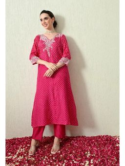 OHH CROW - Pink Embroidered Kaftan and Pant
