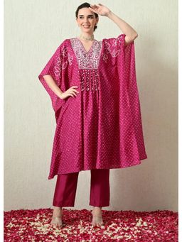 OHH CROW - Magenta Embroidered Kaftan and Pant