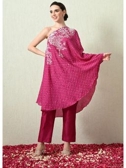 OHH CROW - Magenta One Shoulder Kaftan and Pant