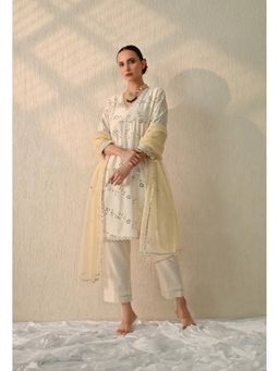 OHH CROW - White Mirror Embroidered Kurta and Pant with Dupatta