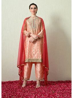 OHH CROW - Peach Embroidered Kurta and Pant with Dupatta