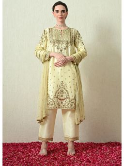 OHH CROW - Butter Yellow Embroidered Kurta and Pant with Dupatta